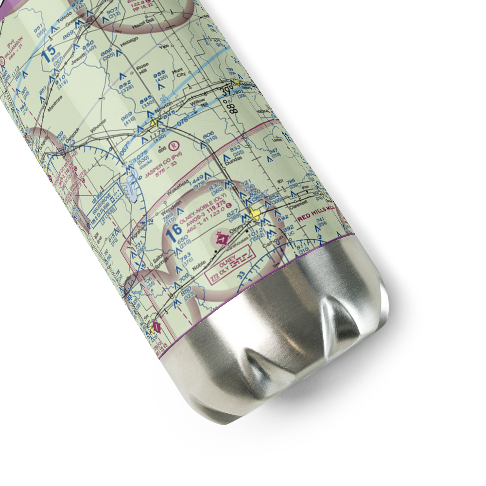 Jasper County Flying Club Airport (7LL3) VFR Sectional Water Bottle 