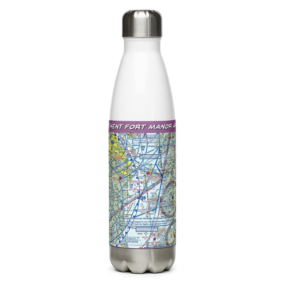 Kent Fort Manor Airport (7MD8) VFR Sectional Water Bottle 