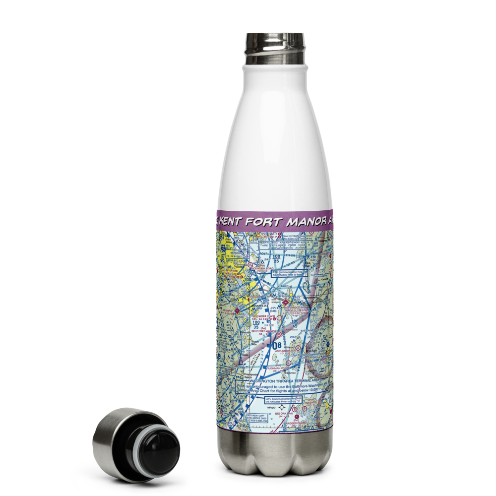 Kent Fort Manor Airport (7MD8) VFR Sectional Water Bottle 
