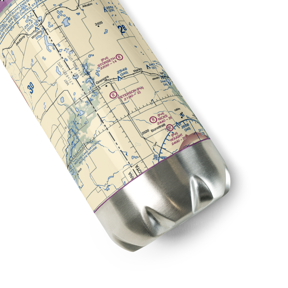 Grenora Centennial Airport (7N6) VFR Sectional Water Bottle 