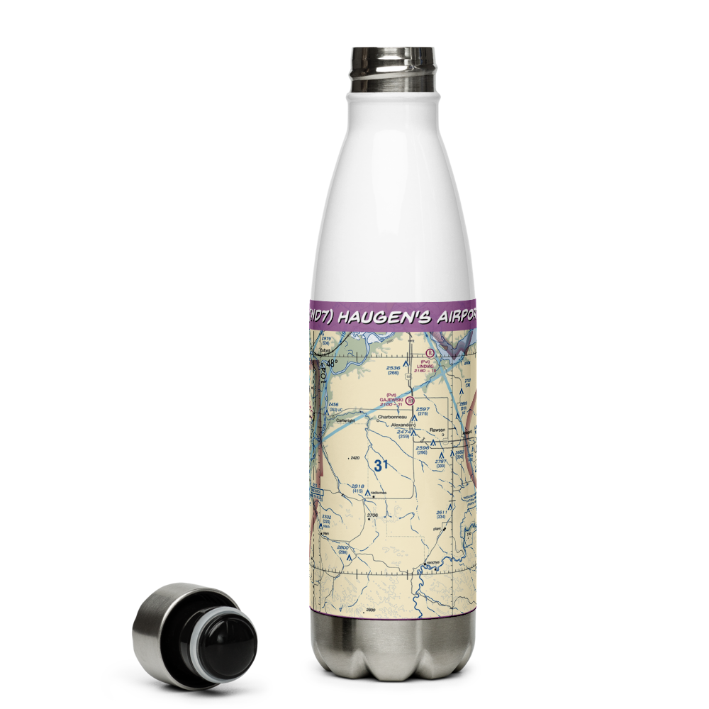 Haugen's Airport (7ND7) VFR Sectional Water Bottle 