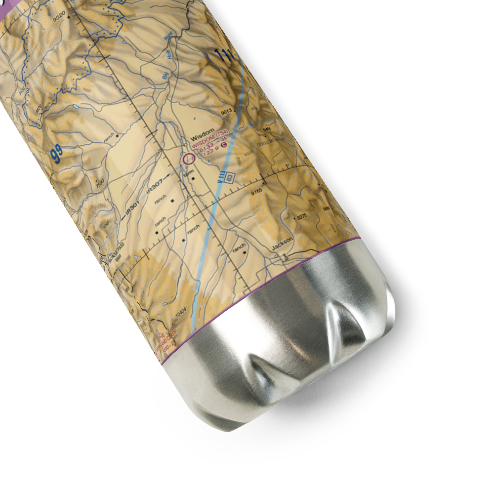 Wisdom Airport (7S4) VFR Sectional Water Bottle 