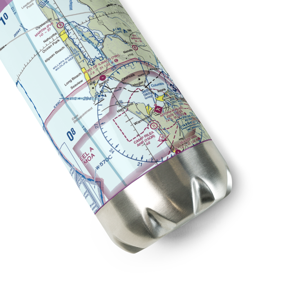 Port of Ilwaco Airport (7W1) VFR Sectional Water Bottle 