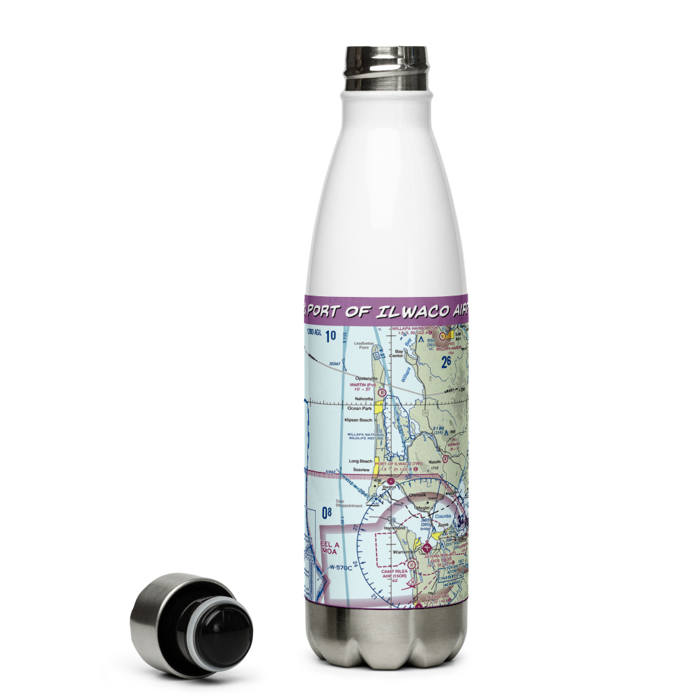 Port of Ilwaco Airport (7W1) VFR Sectional Water Bottle 