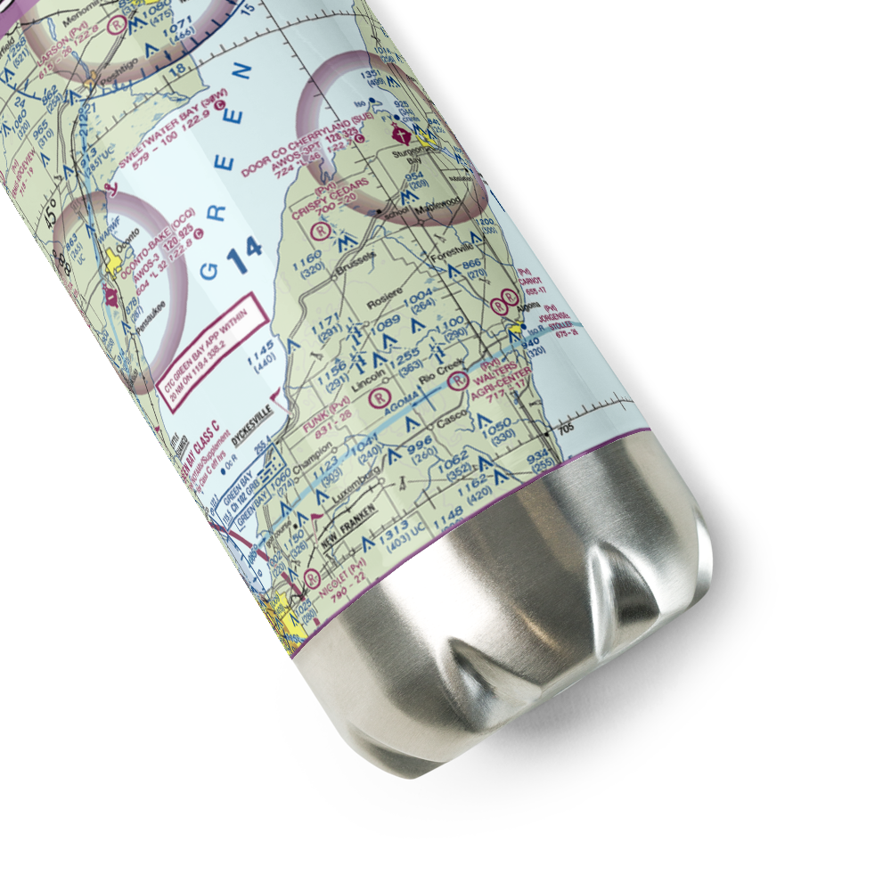 Crispy Cedars Airport (7WI8) VFR Sectional Water Bottle 