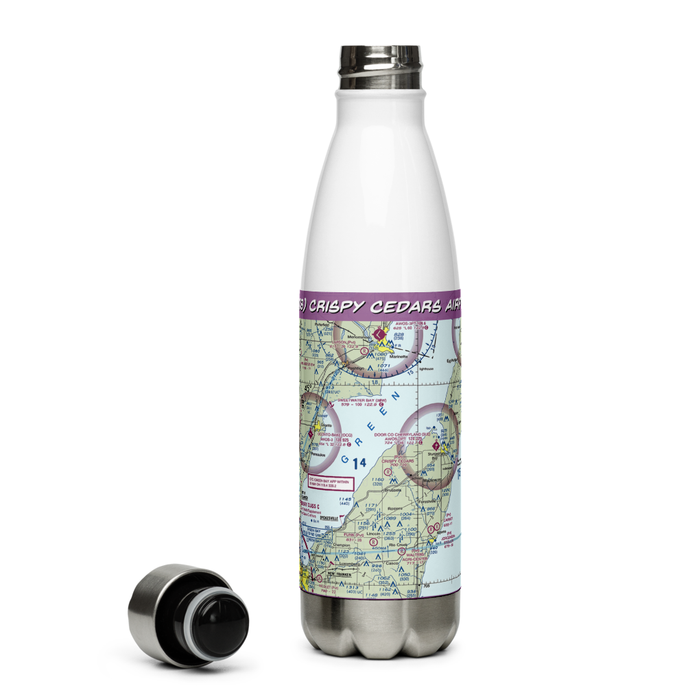 Crispy Cedars Airport (7WI8) VFR Sectional Water Bottle 
