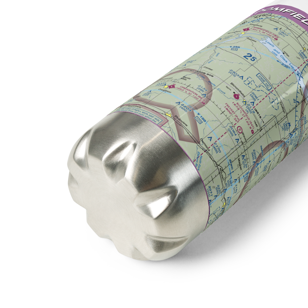 Bloomfield Municipal Airport (84Y) VFR Sectional Water Bottle 