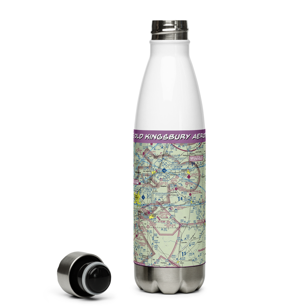 Old Kingsbury Aerodrome (85TE) VFR Sectional Water Bottle 