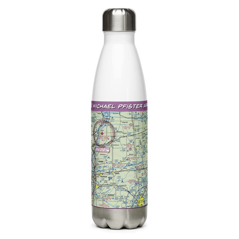 Michael Pfister Airport (86IS) VFR Sectional Water Bottle 