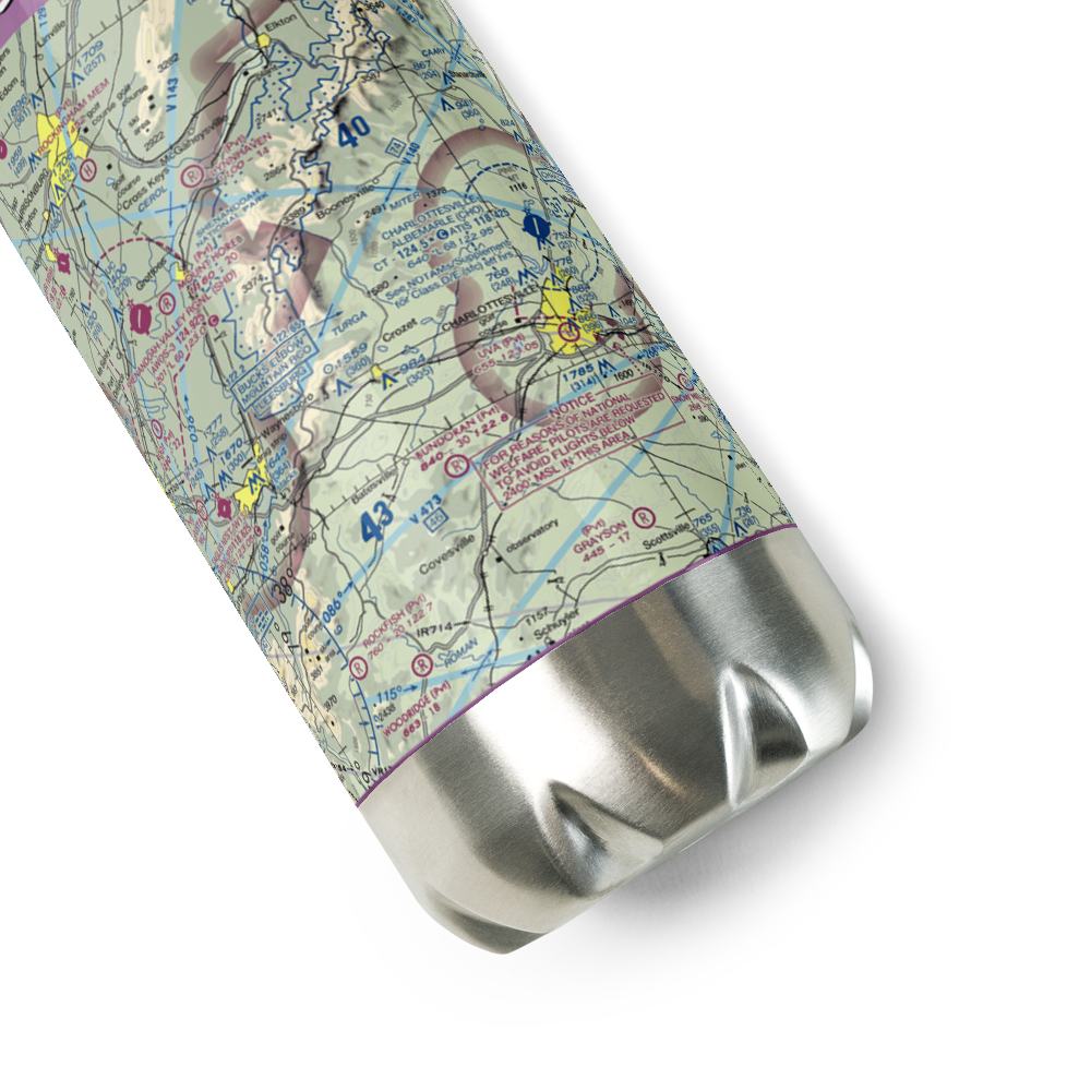 Cottonwood Farm Airport (87VA) VFR Sectional Water Bottle 