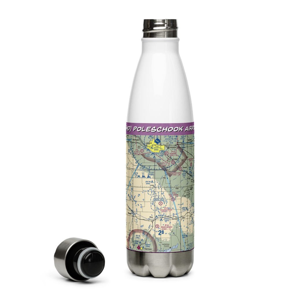 Poleschook Airport (89ND) VFR Sectional Water Bottle 