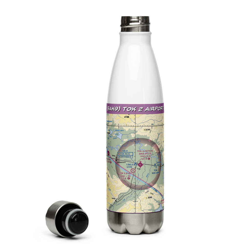 Tok 2 Airport (8AK9) VFR Sectional Water Bottle 