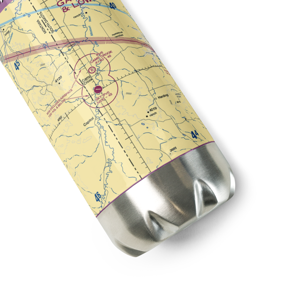 Camp Crook Municipal Airport (8OA5) VFR Sectional Water Bottle 