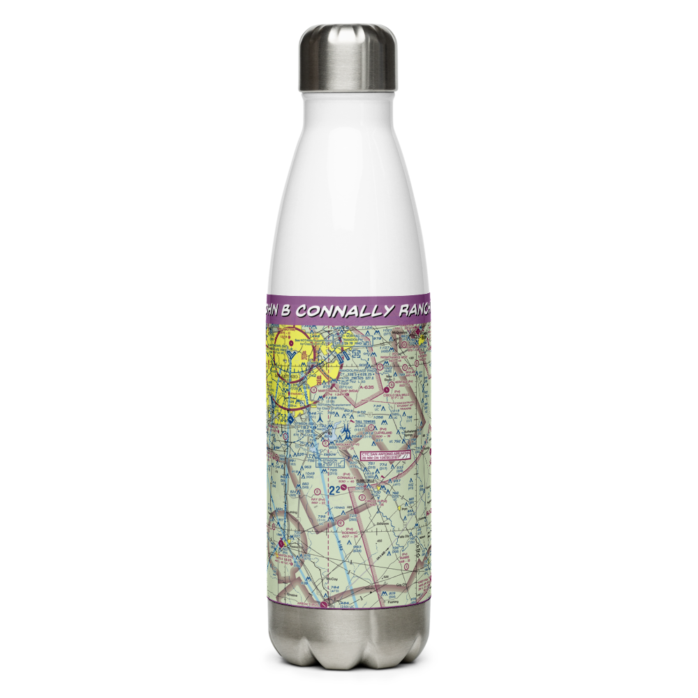 John B Connally Ranch Airport (8TA0) VFR Sectional Water Bottle 