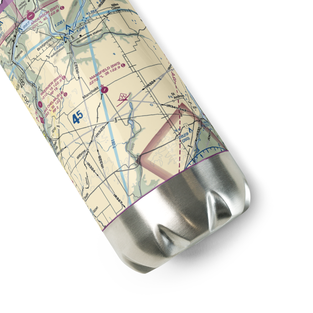 Mansfield Airport (8W3) VFR Sectional Water Bottle 