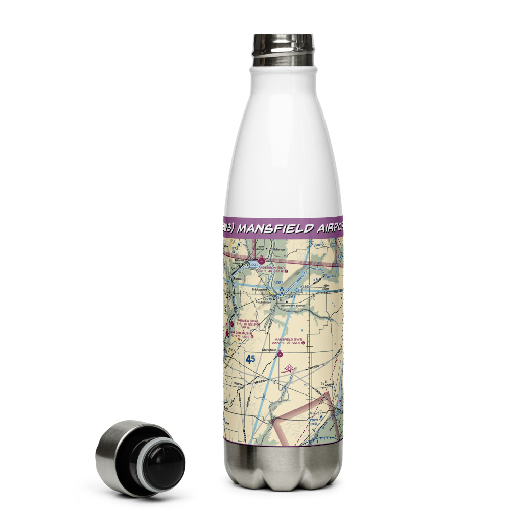 Mansfield Airport (8W3) VFR Sectional Water Bottle 