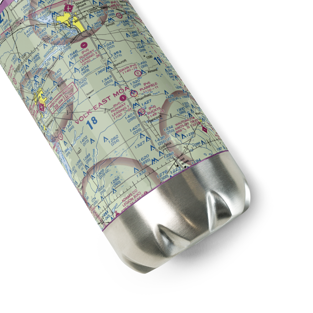 Runway Leasing Inc Nr 1 Airport (8WI2) VFR Sectional Water Bottle 