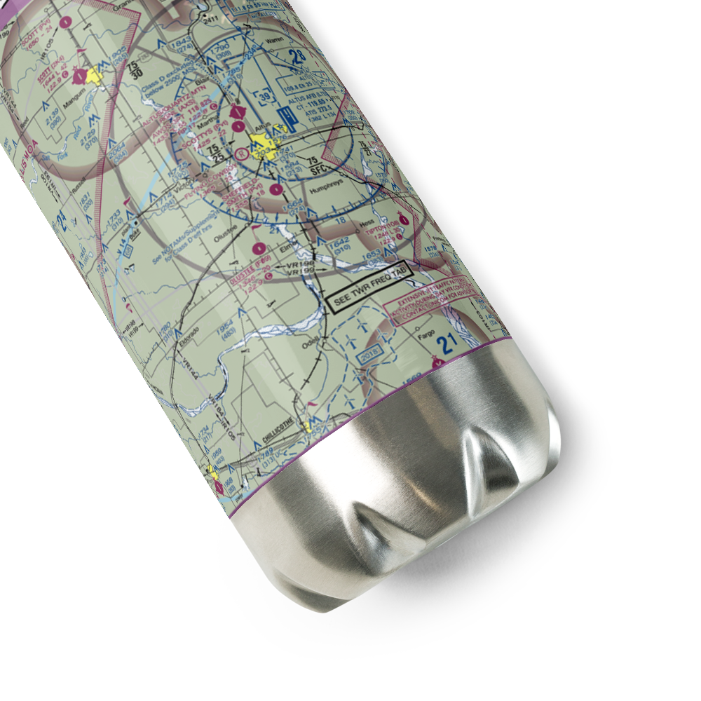 The Flying Cowboy Airport (91OK) VFR Sectional Water Bottle 