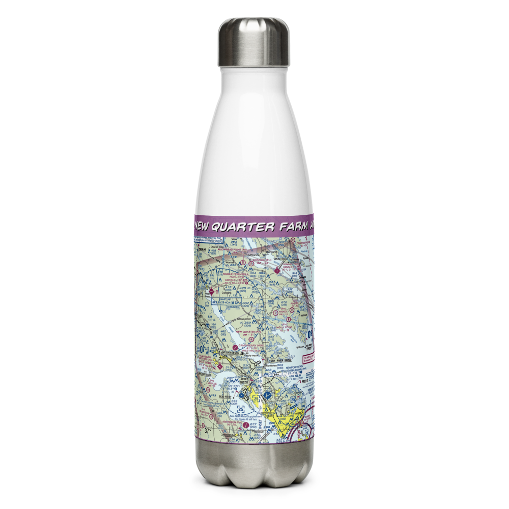 New Quarter Farm Airport (92VA) VFR Sectional Water Bottle 