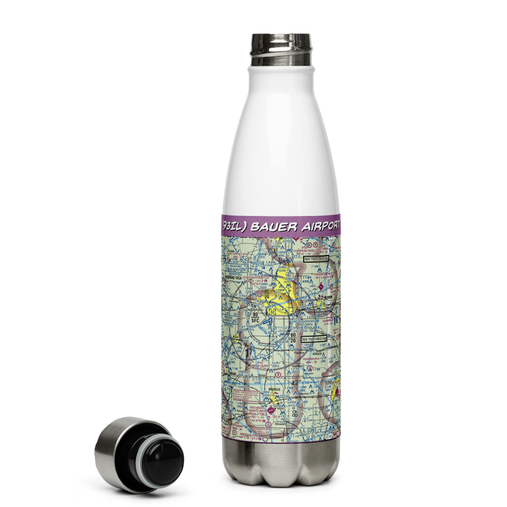 Bauer Airport (93IL) VFR Sectional Water Bottle 