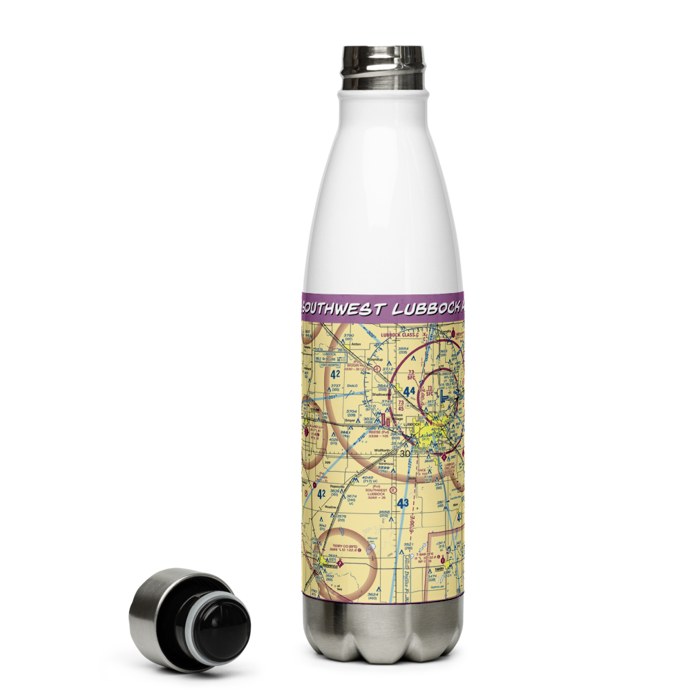 Southwest Lubbock Airport (96TS) VFR Sectional Water Bottle 