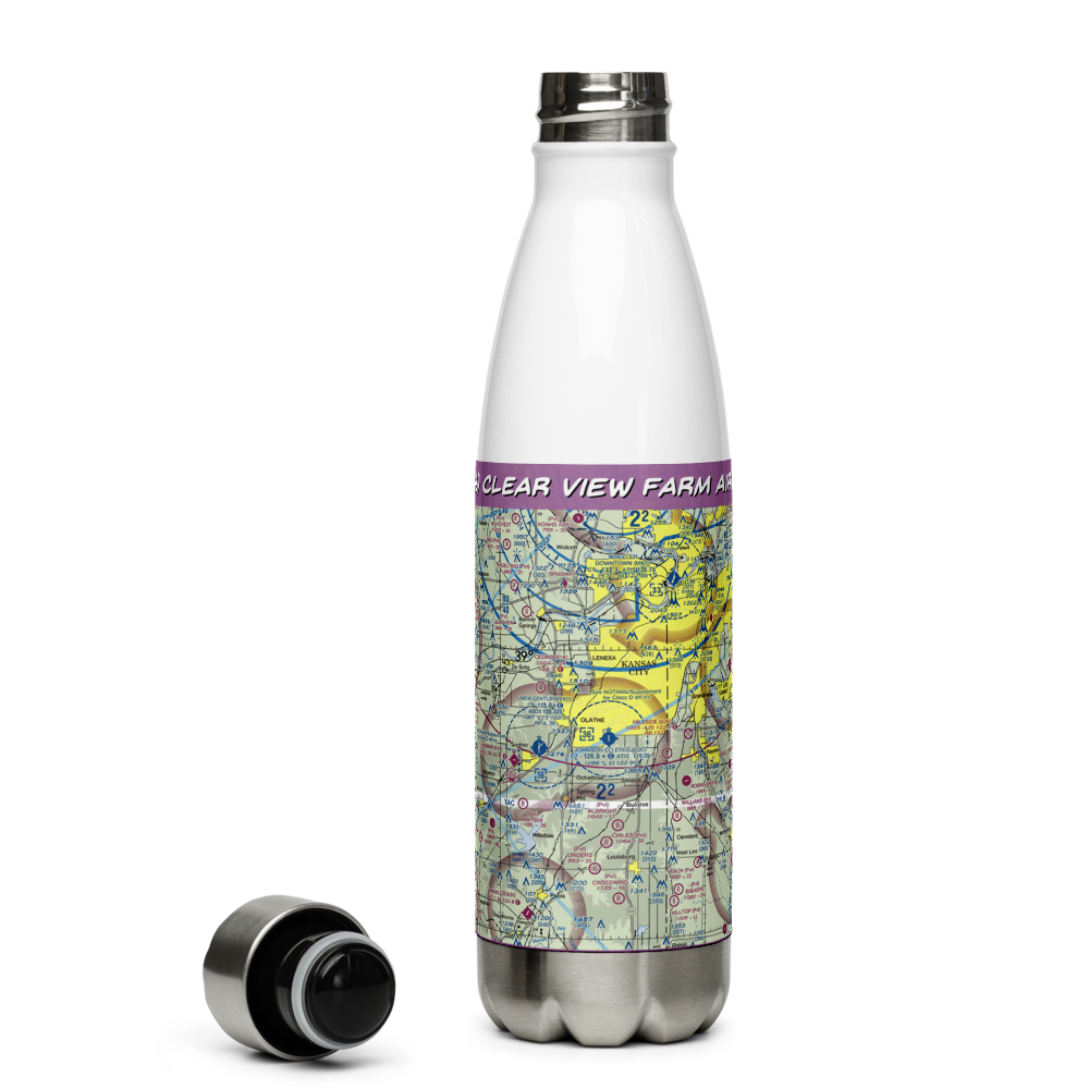 Clear View Farm Airport (97KS) VFR Sectional Water Bottle 