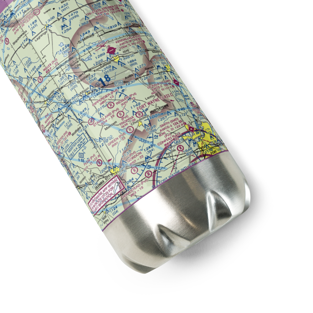 B & V Flying Ranch Airport (98IN) VFR Sectional Water Bottle 