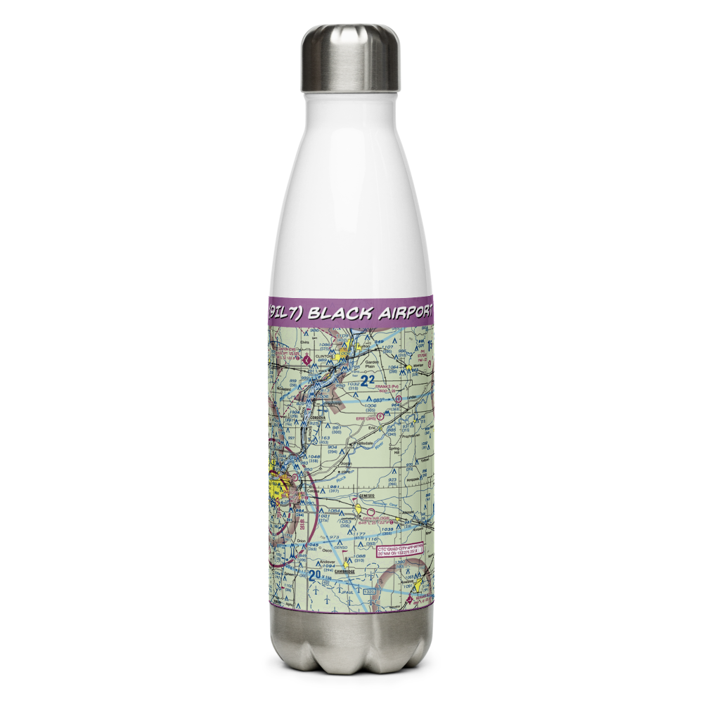Black Airport (9IL7) VFR Sectional Water Bottle 