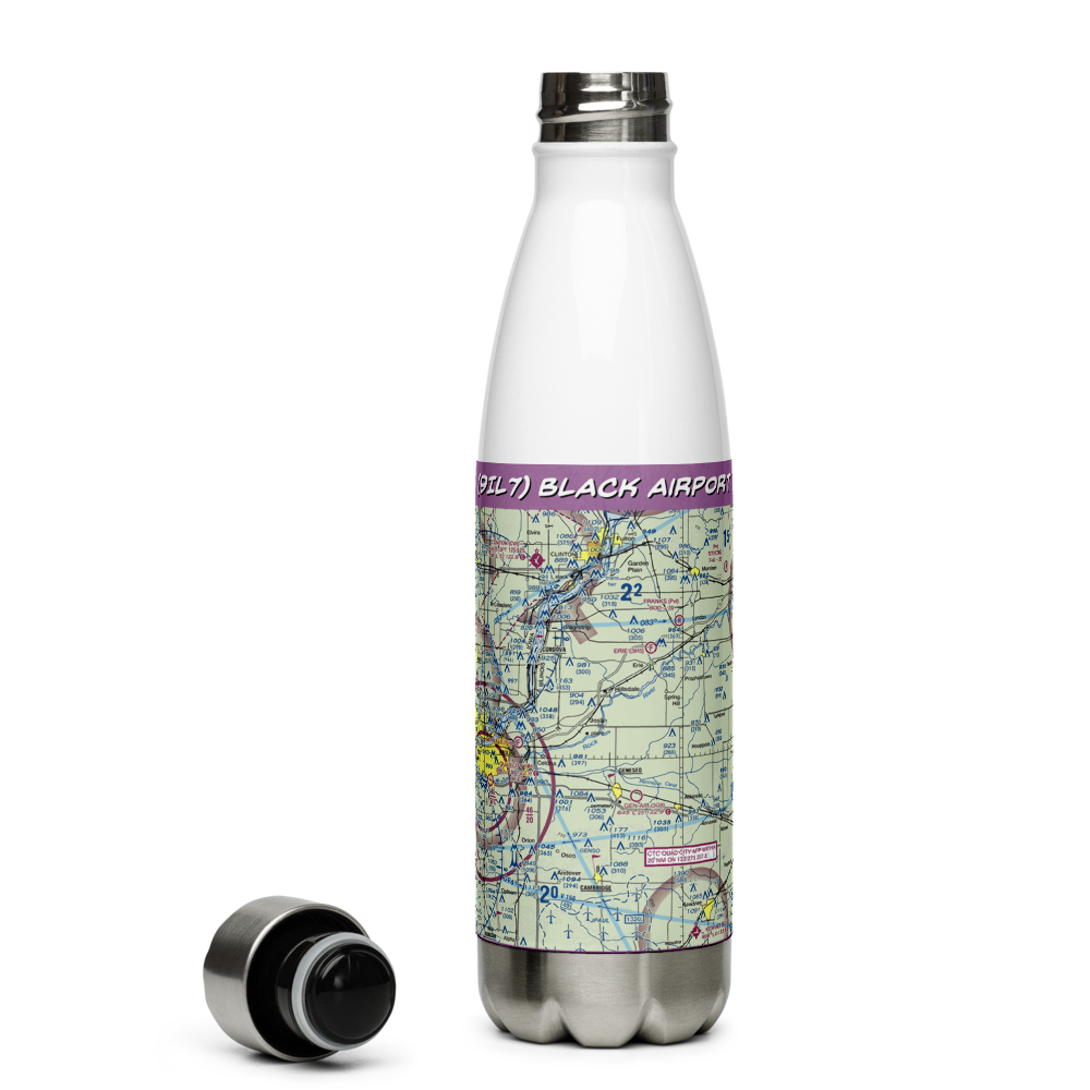 Black Airport (9IL7) VFR Sectional Water Bottle 