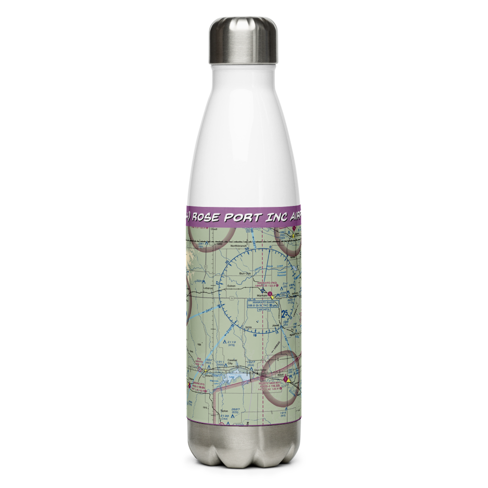Rose Port Inc Airport (9KS4) VFR Sectional Water Bottle 