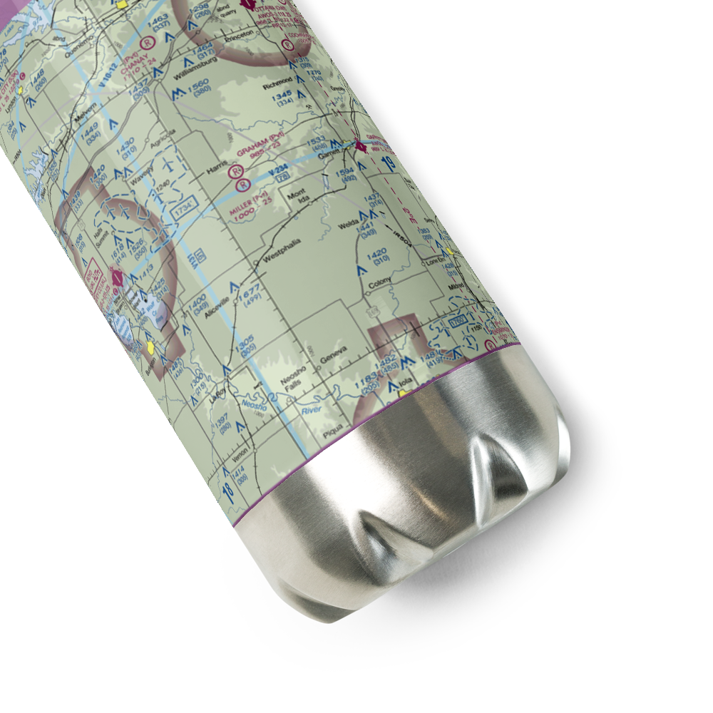 Miller Airport (9KS7) VFR Sectional Water Bottle 