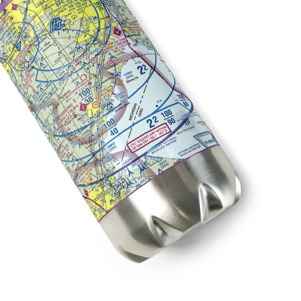 Newport Woods Airport (9MI2) VFR Sectional Water Bottle 