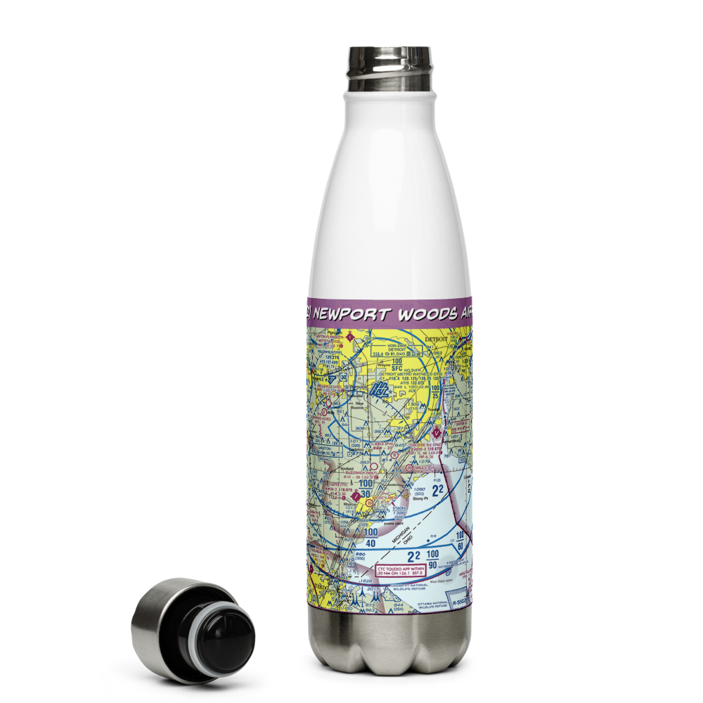 Newport Woods Airport (9MI2) VFR Sectional Water Bottle 