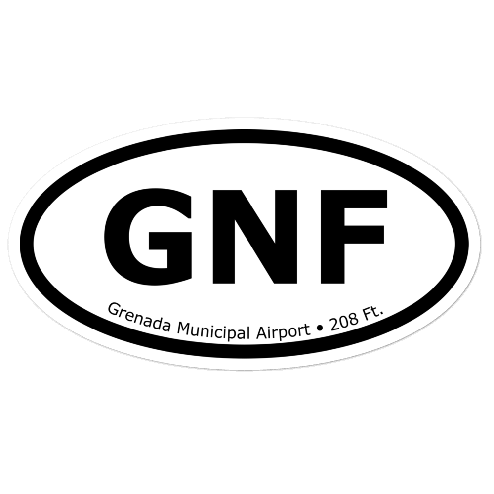 Grenada Municipal Airport (KGNF) Oval Sticker 