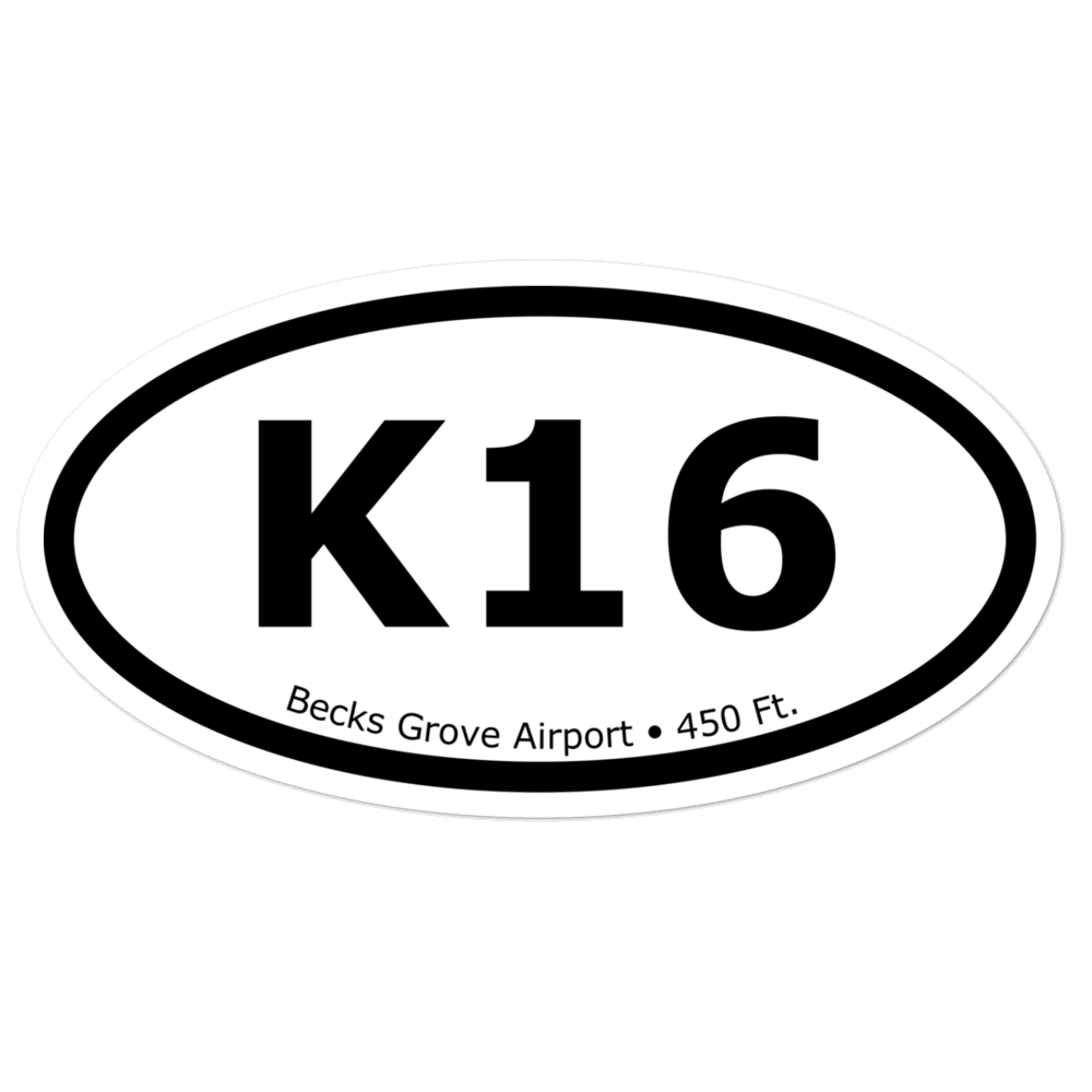Becks Grove Airport (KK16) Oval Sticker 