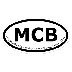 Mc Comb/Pike County Airport/John E Lewis Field (KMCB) Oval Sticker