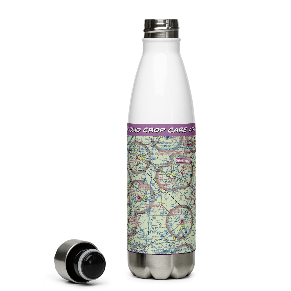 Clio Crop Care Airport (9W9) VFR Sectional Water Bottle 