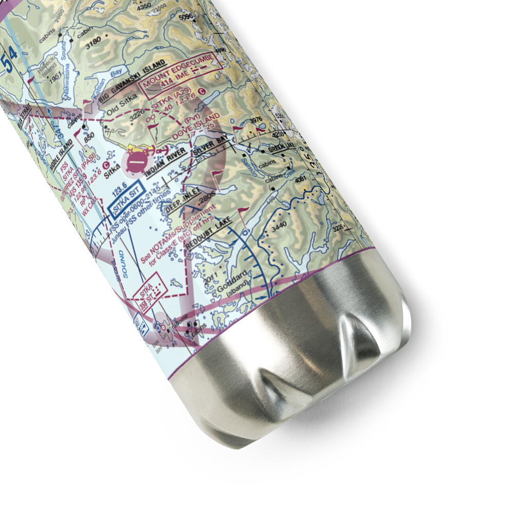 Dove Island Lodge Seaplane Base (AA12) VFR Sectional Water Bottle 