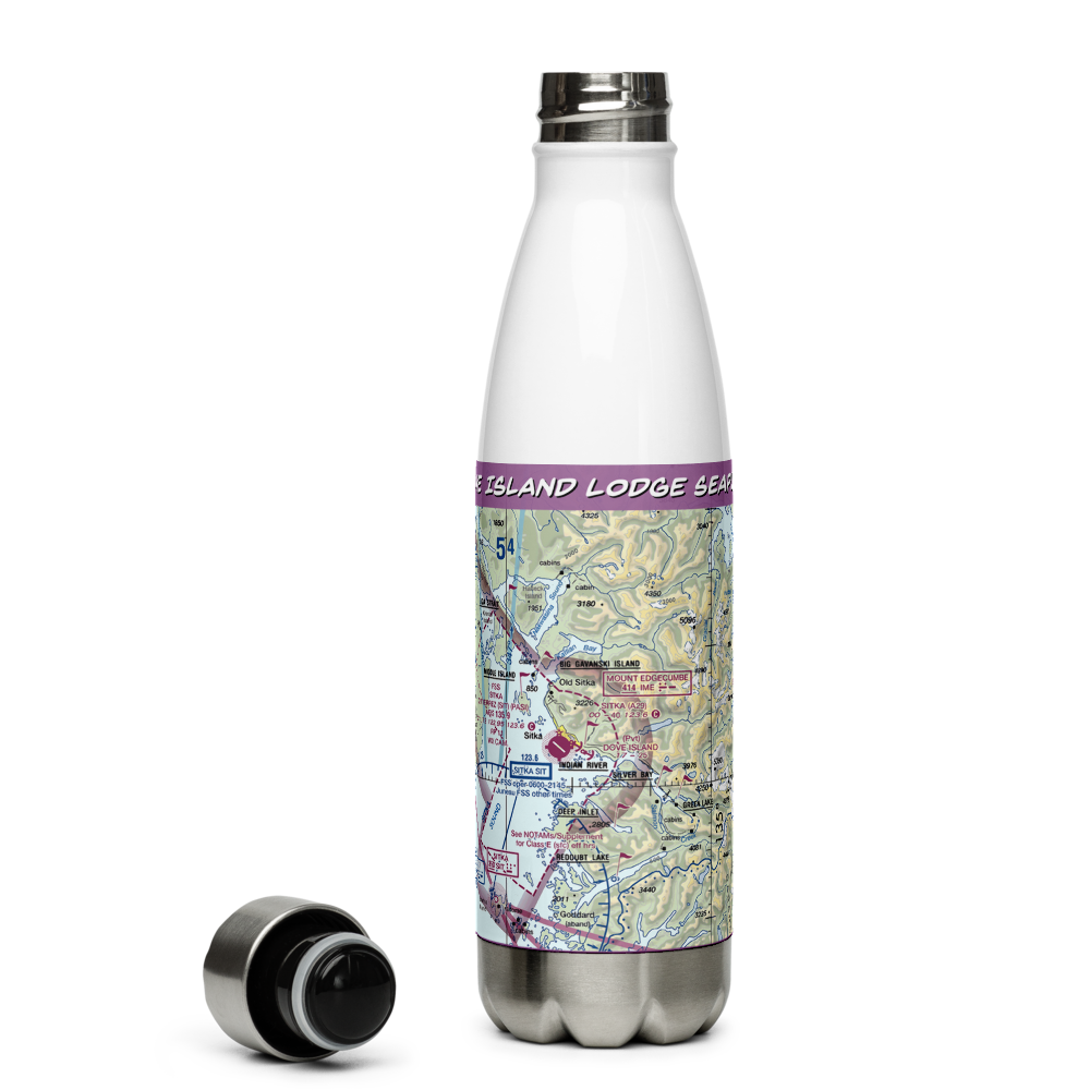 Dove Island Lodge Seaplane Base (AA12) VFR Sectional Water Bottle 