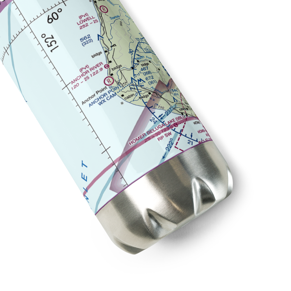 Anchor River Airpark (AK00) VFR Sectional Water Bottle 