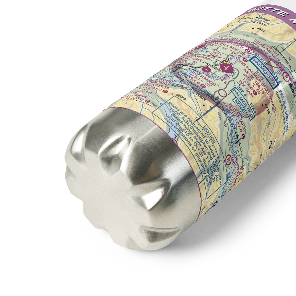 Butte Municipal Airport (AK1) VFR Sectional Water Bottle 