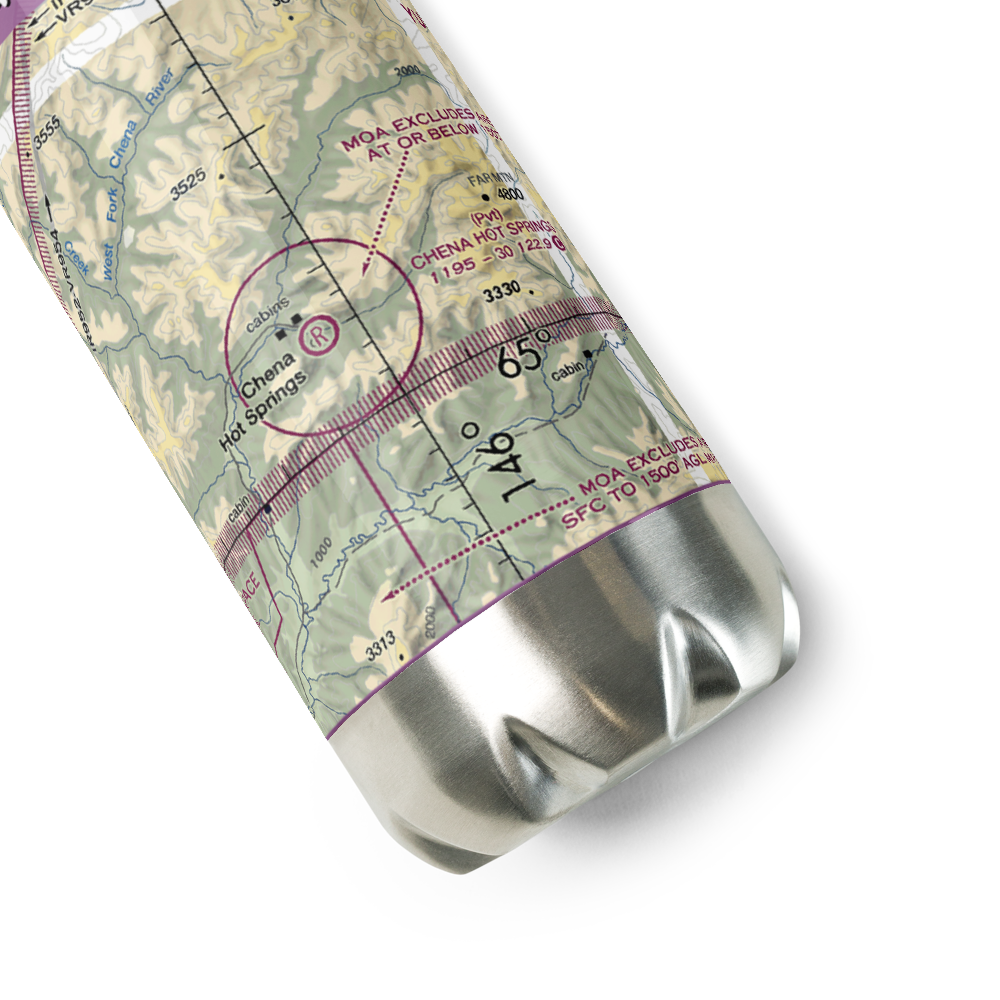 Chena Hot Springs Airport (AK13) VFR Sectional Water Bottle 