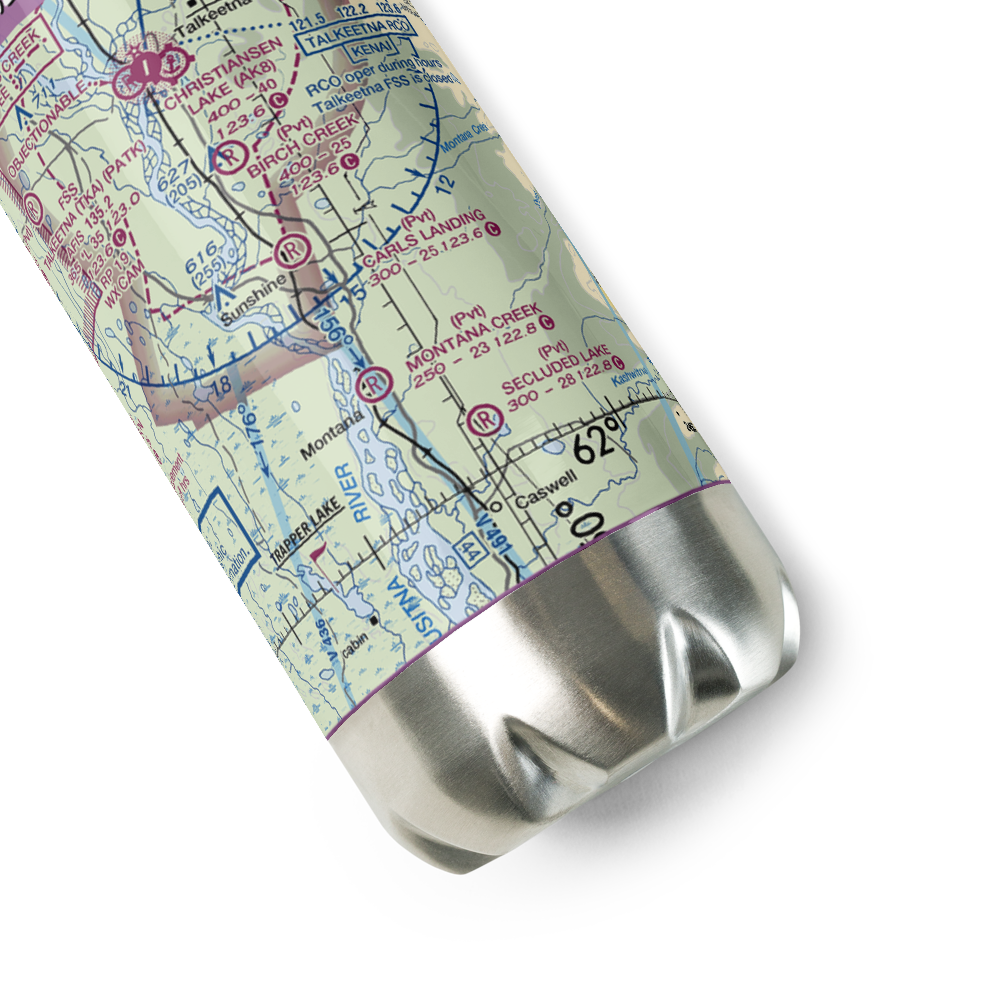 Carl's Landing Airport (AK19) VFR Sectional Water Bottle 