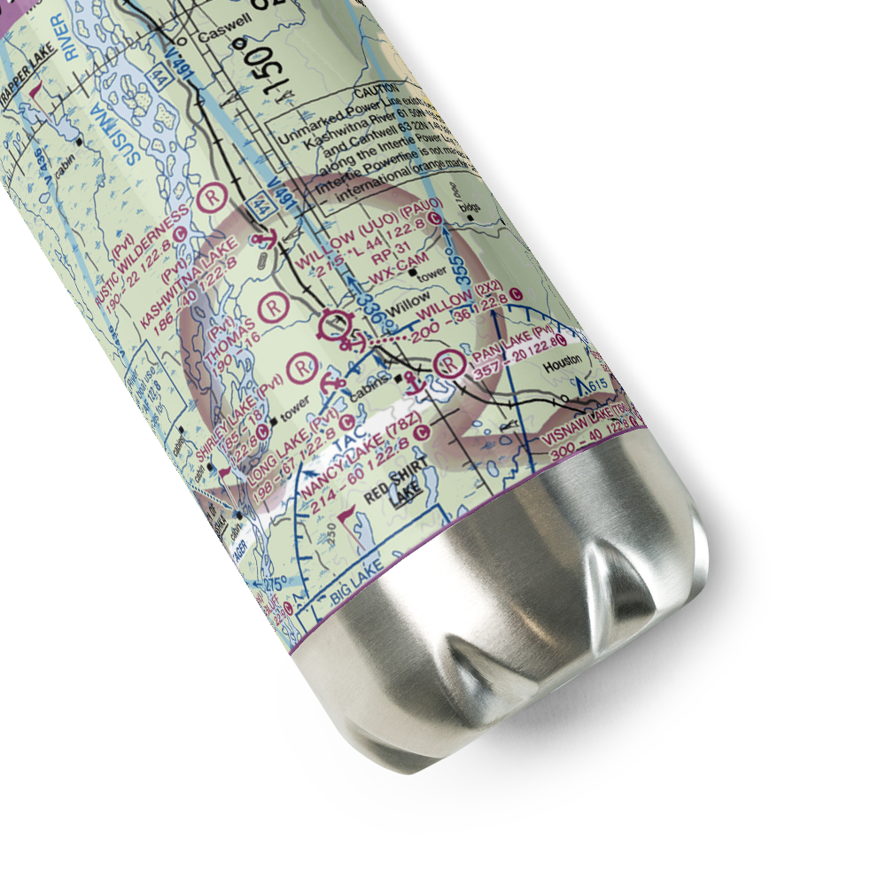 Kashwitna Lake Seaplane Base (AK34) VFR Sectional Water Bottle 
