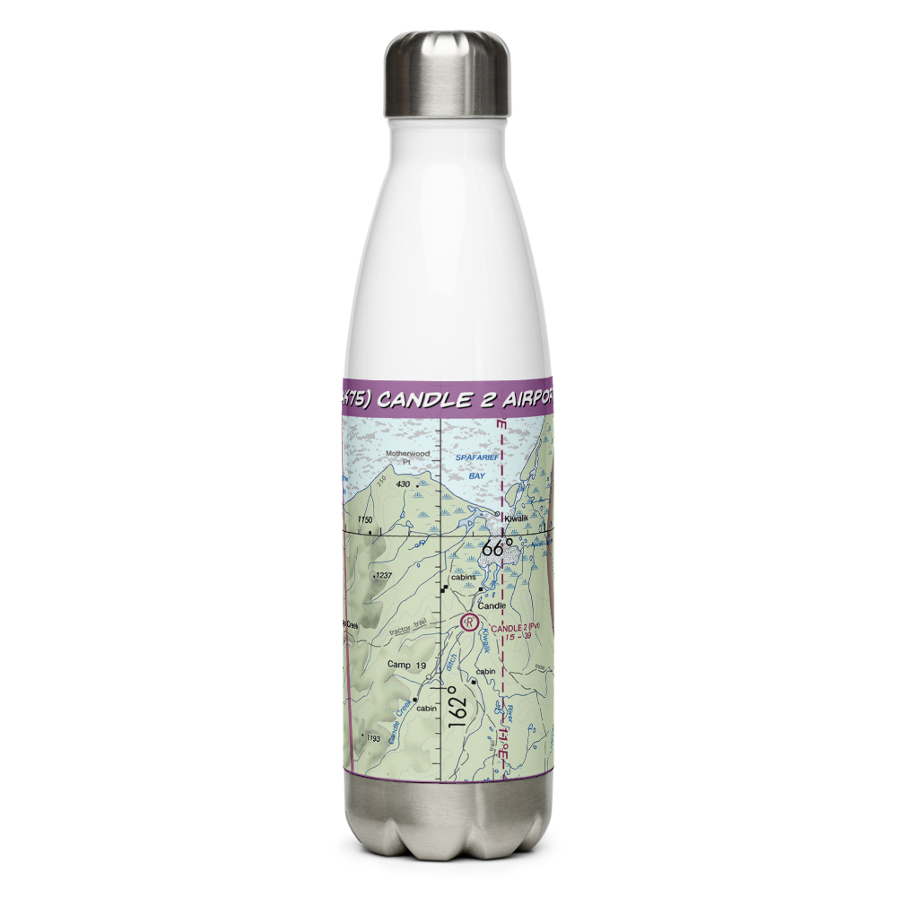 Candle 2 Airport (AK75) VFR Sectional Water Bottle 