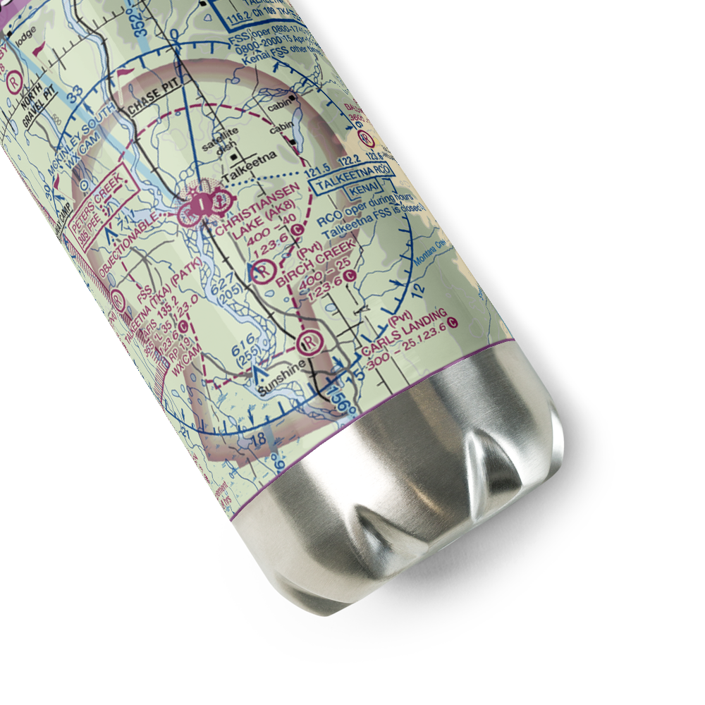 Christiansen Lake Seaplane Base (AK8) VFR Sectional Water Bottle 