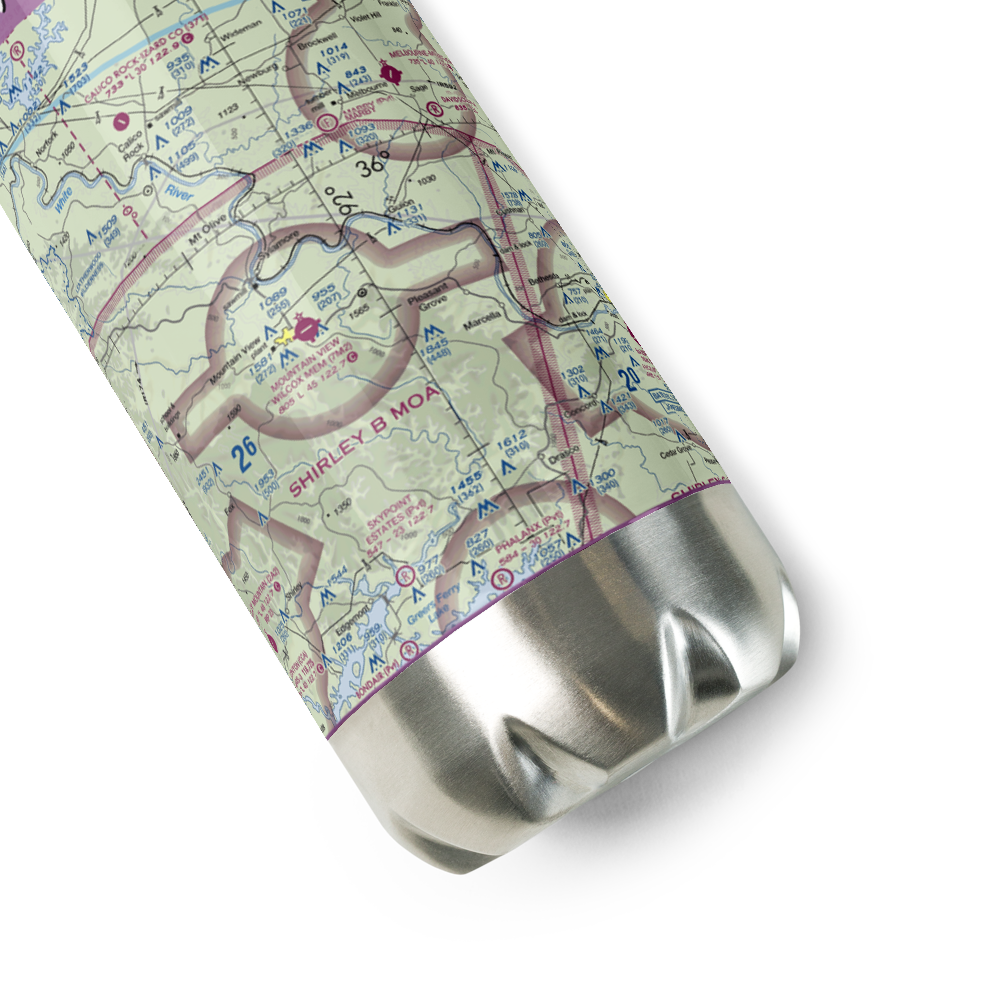 White River Airport (AR64) VFR Sectional Water Bottle 