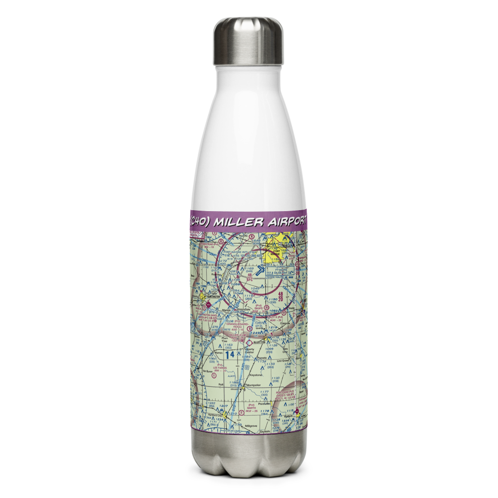 Miller Airport (C40) VFR Sectional Water Bottle 