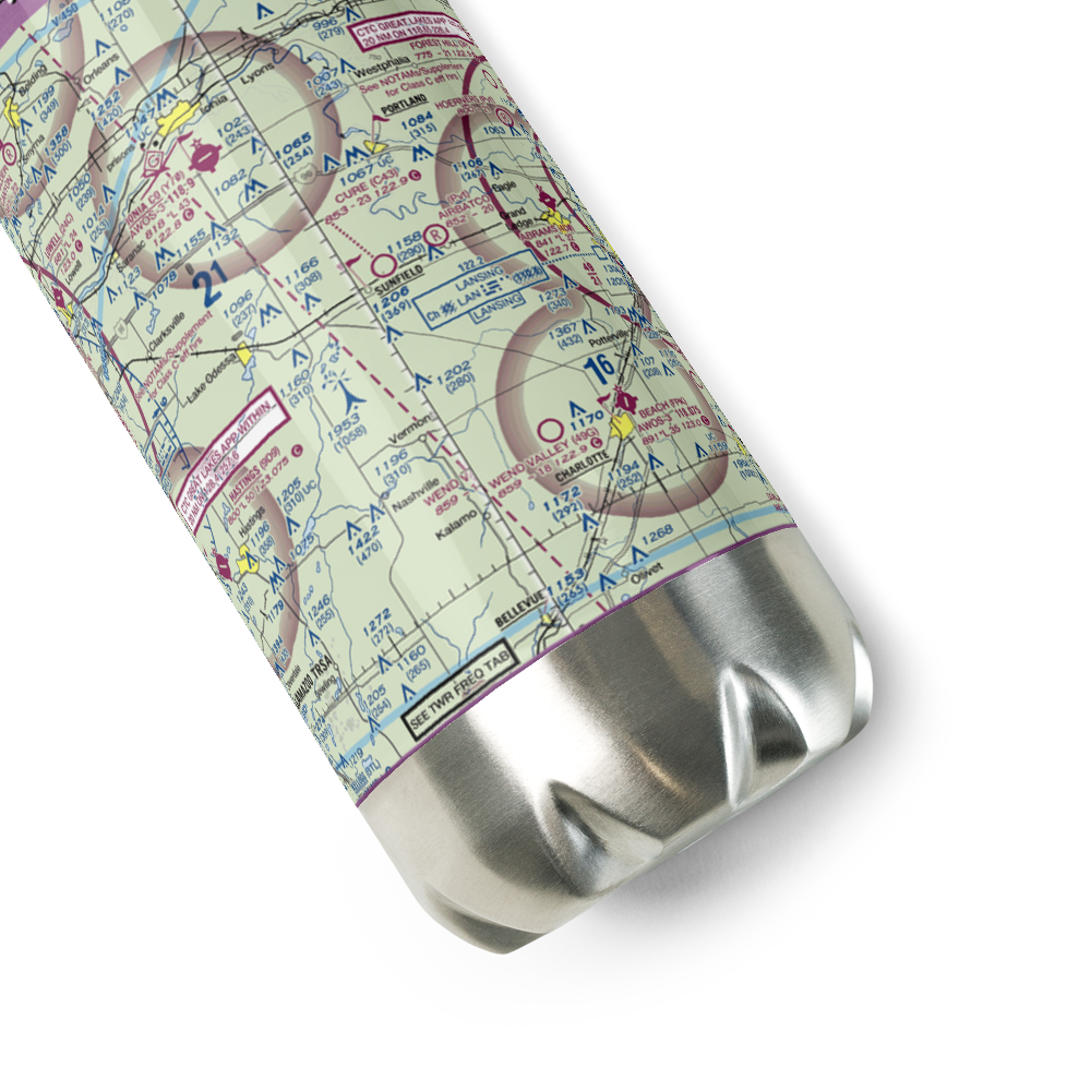 Hiram Cure Airport (C43) VFR Sectional Water Bottle 