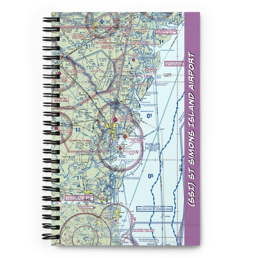 St Simons Island Airport (SSI) VFR Sectional Notebook 